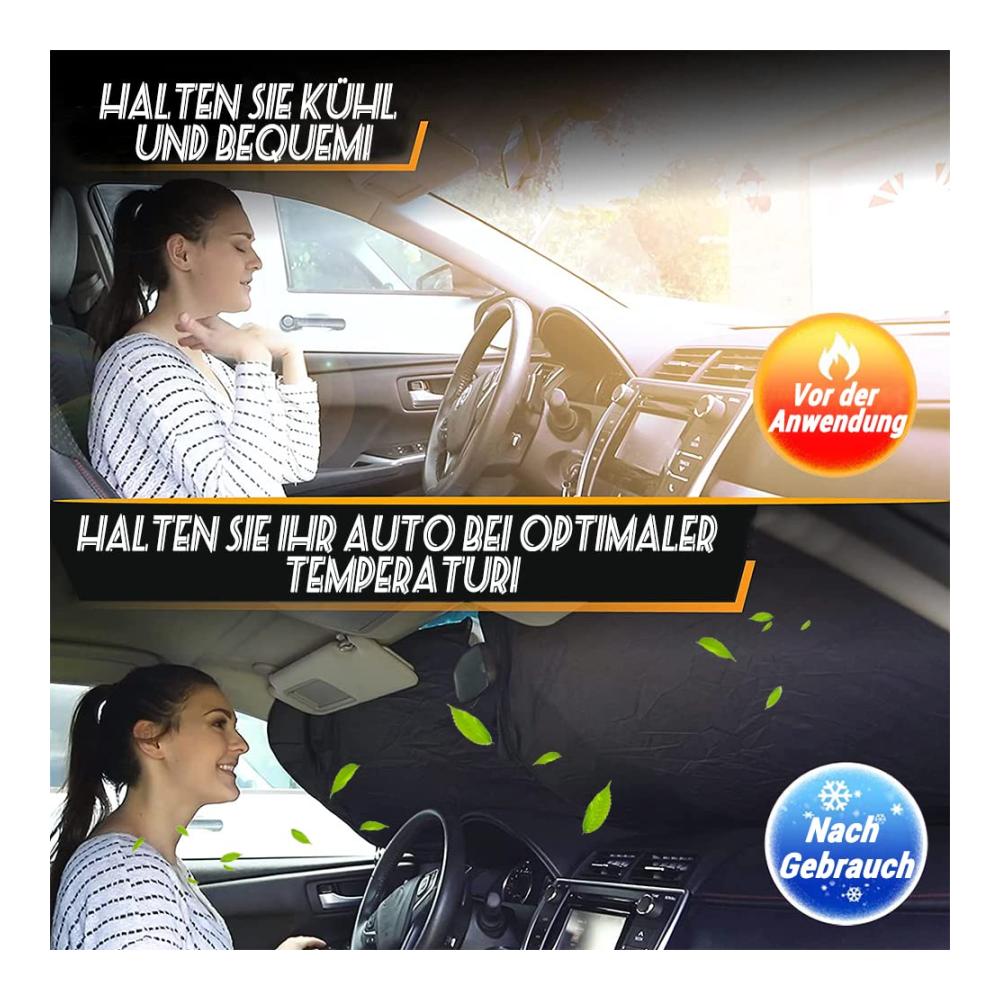 Faltbarer Sonnenschutz Auto Frontscheibe | Großer Windschutzscheiben-Schirm für Hitze & UV-Schutz | Praktische Sonnenschutz-Abdeckung (142 * 80) | Effektiver Schutz vor Sonne & Blendung