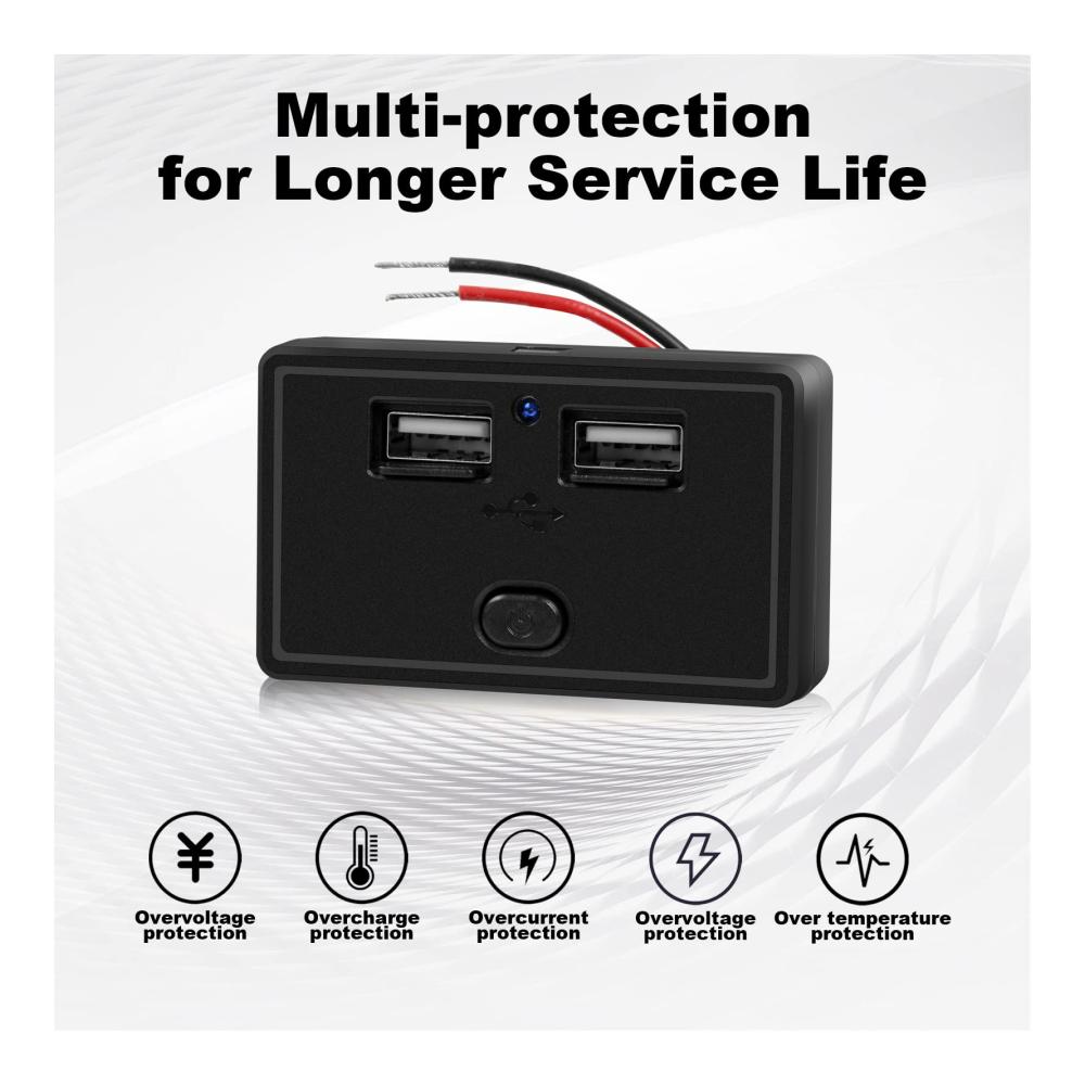 Hochleistungs Zigarettenanzünder USB Ladegerät - 2er Set 4.8A Dual USB Steckdose mit Schalter und LED 12V/24V USB Ladebuchse Panel für Wohnmobil SUV LKW Boot. Blitzschnelles Laden unterwegs