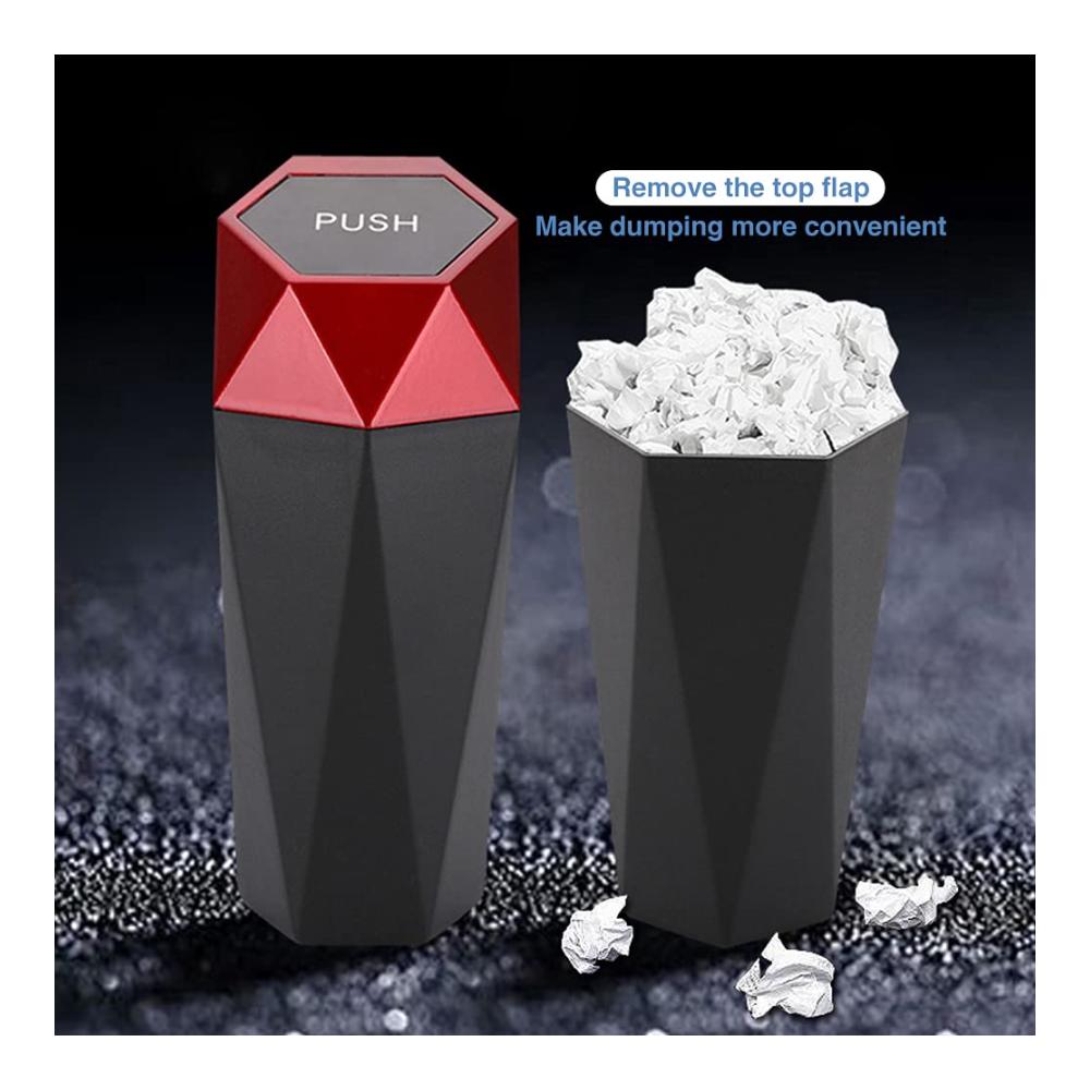 Praktische Mini-Abfalleimer im Diamant-Design für Auto Zuhause & Büro - Mit Deckel - 2er Set - Kompakter Müllbehälter für Küche & Schlafzimmer - Stilvolles Schwarz für ein sauberes Ambiente