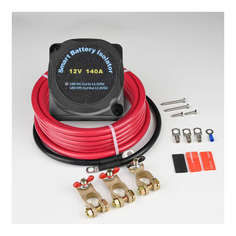 Hochleistungs-Doppelbatterie-Isolator-Kit 12V 140A - Spannungsempfindliches Relais VSR - Automatisches Ladegerät für effizientes Batteriemanagement - Ideal für Fahrzeuge mit zwei Batterien