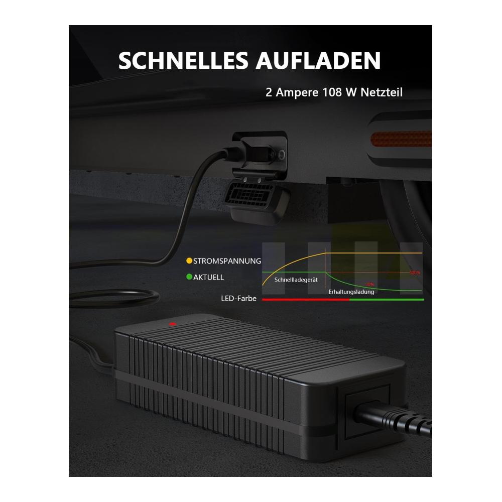 Schnellladegerät für Elektroroller NIU KQi3/KQi3 Pro/KQi3 Max/KQi2/KQi2 Pro/KQi 1/KQi 1 Pro/KQi Air/KQi Air X - 53 5V 2A Universal Ladegerät für 46.8V Akku - Effizientes Ladegerät