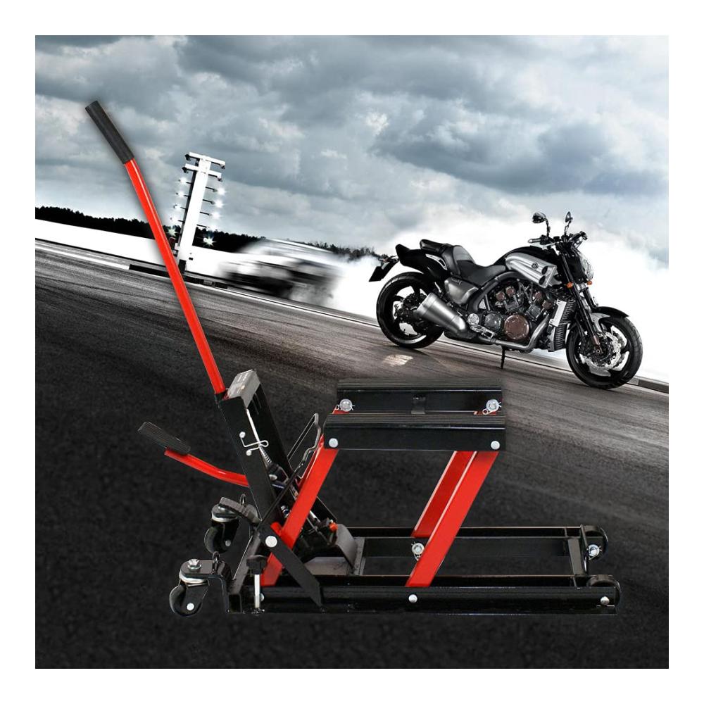 Erleichtern Sie Ihre Motorradwartung mit unserer robusten Motorradhebebühne - Hydraulischer Profi-Motorradheber für vielfältige Modelle EU-Vorrat (Rot