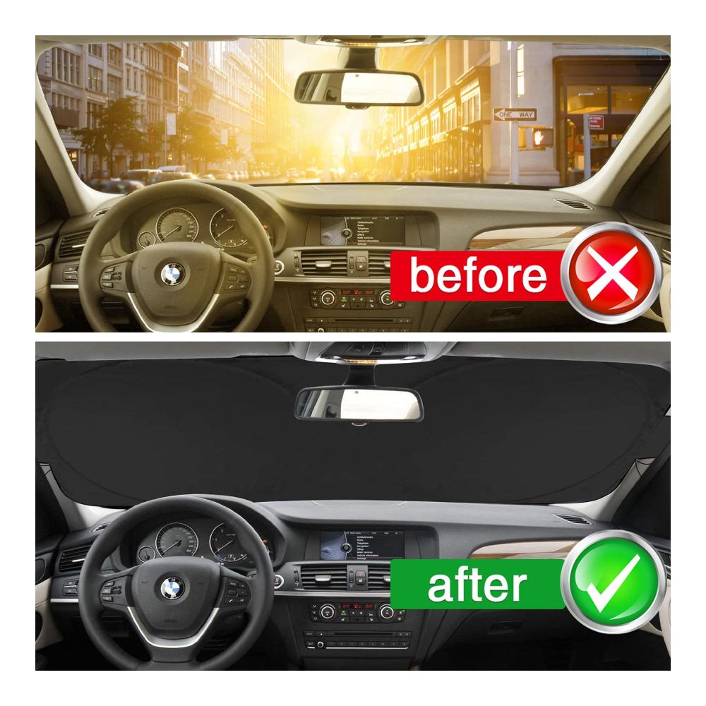 Maximaler Schutz für Ihre Frontscheibe! opamoo Auto Sonnenschutz - Sonnenblende für Sommerhitze UV-Schutz & Windschutzscheibenabdeckung - 150x85cm
