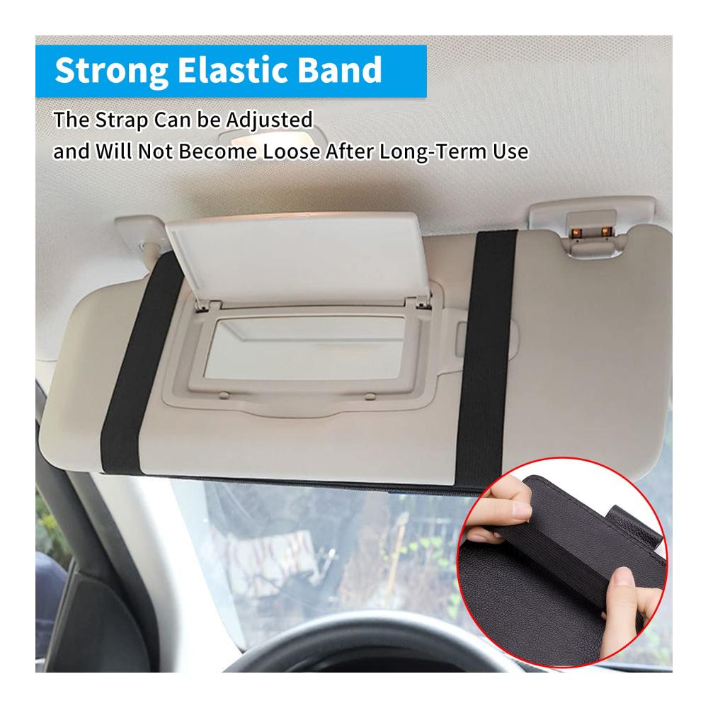 Premium Auto Sonnenblenden Organizer CD-Halter Sonnenbrillen- & Handyhalter aus hochwertigem PU-Leder mit Reißverschluss. Perfektes Auto Innenraum Zubehör für Ordnung und Komfort! (Schwarz