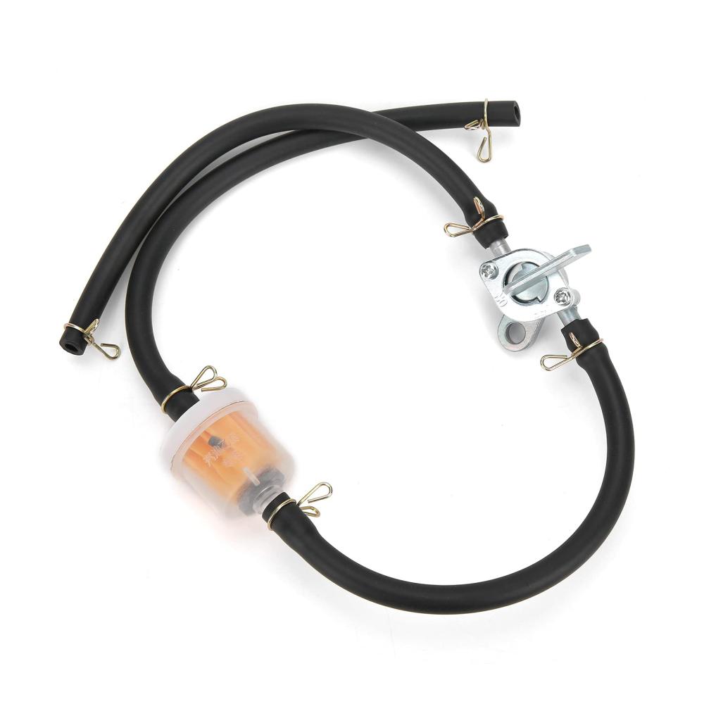 Kraftstofftankhahn Klemmen-Set für ATV & Dirtbikes – 6mm Flexibles Filterrohr mit Absperrventil. Universell einsetzbar 236 Zoll lang. Hohe Qualität & einfache Installation