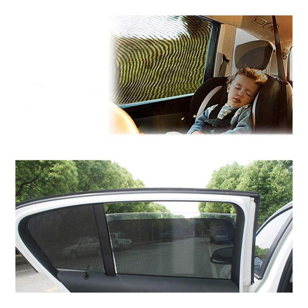 Sonnenschutz Auto Kinder | Seitenscheiben Verdunkelungsvorhänge | Effektiver Schutz vor Sonne & Hitze | Auto Fenster Shades für Babys | Inklusive 2 Stück | Leicht zu installieren | UV-Schutz | Schwarz