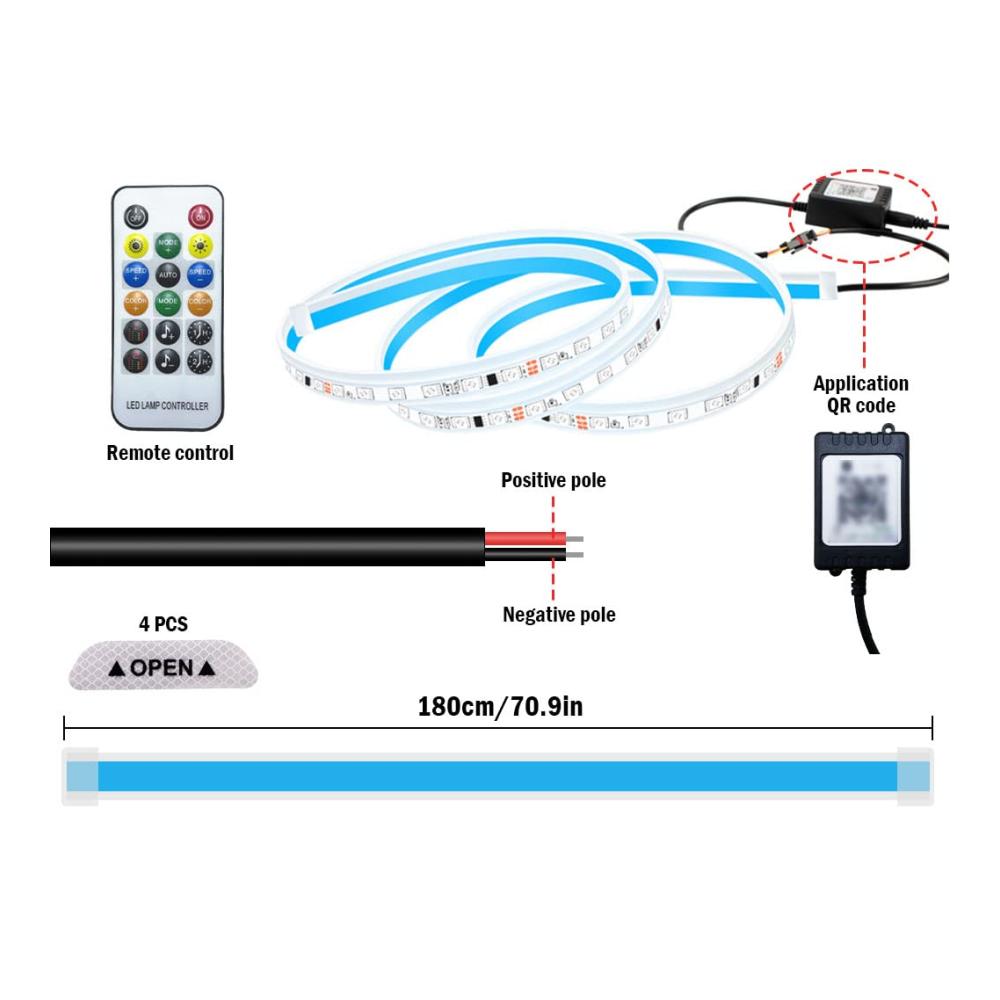 Entdecken Sie die Magie der Neonspots & Neonstäbe! Flexibles wasserdichtes Auto-Streifenlicht 180CM universales Auto-Tagfahrlicht APP-Steuerung für Autos SUVs & LKWs. Bringen Sie Ihren Fahrzeug-Look zum Leuchten