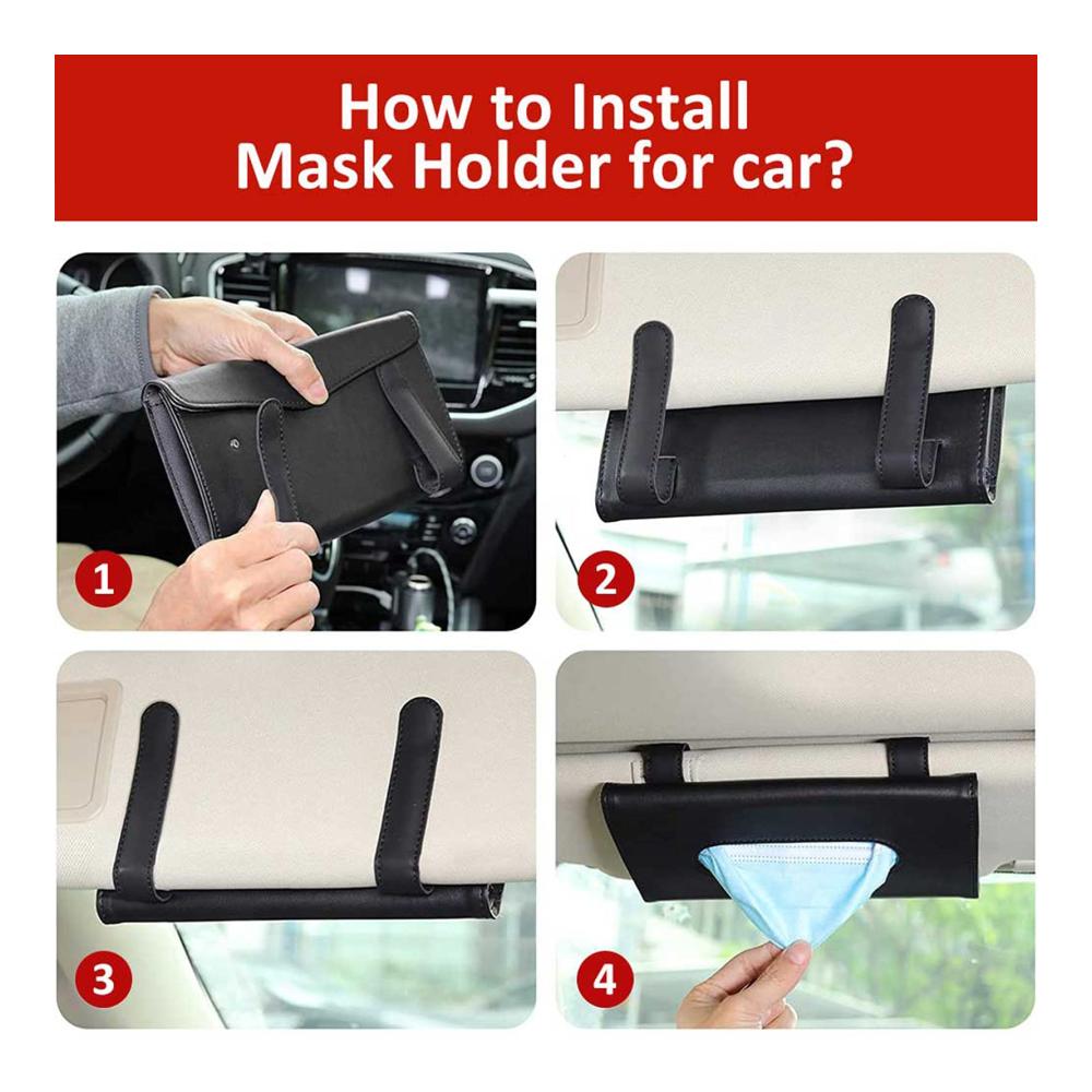 Premium PU Leder Sonnenblenden Taschentuchhalter - Praktisches Zubehör für Auto & Rückenlehne - Set mit 2 Haltern - Organisieren Sie Ihr Fahrzeug stilvoll (schwarz