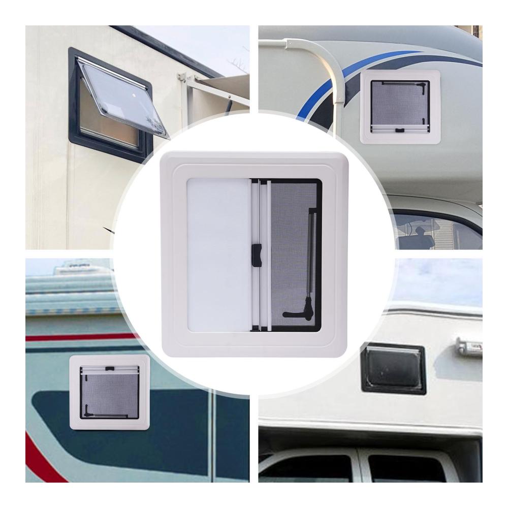 Premium Wohnwagen Fenster mit Markise und Screen – Externes Schiebefenster für maximale Belüftung und Komfort | Ideal für Wohnmobile Anhänger & Marine | Robustes 450x500MM Seitenfenster