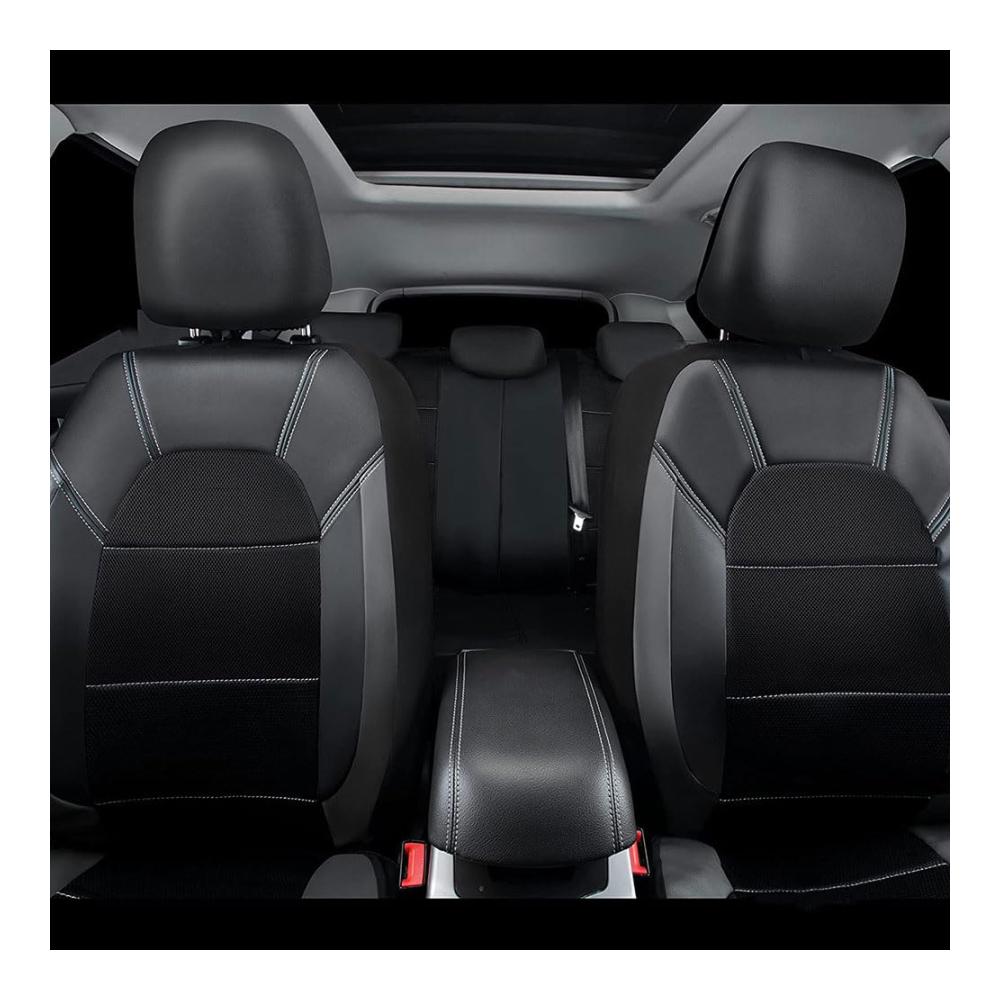 Autositzbezüge Leder für Subaru Forester SJ 4.Gen 2013-2019 | Komplettes Set | Hochwertiges Sitzbezügeset für Vorder- und Rücksitze | Schützt Ihr Auto stilvoll und effektiv | Inklusive Autositzzubehör | A/Black