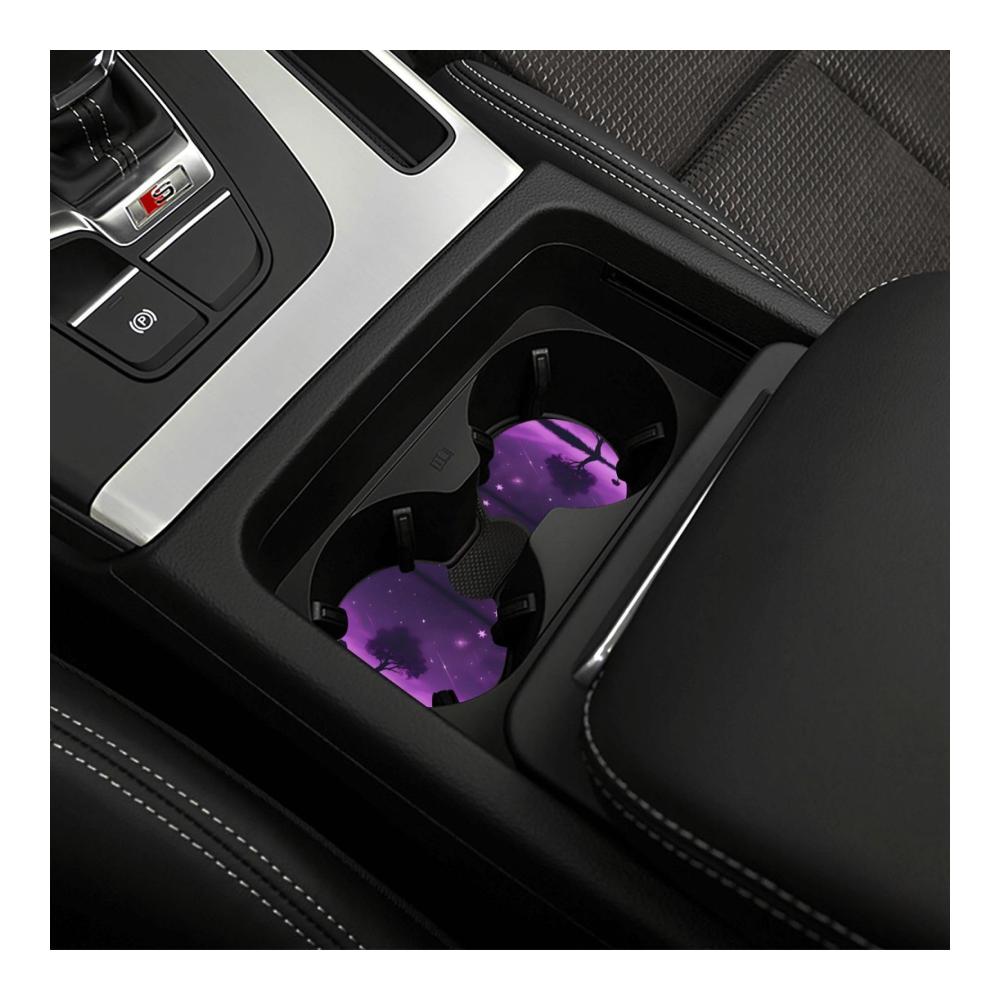 Genießen Sie Ihre Fahrt mit Stil! Auto-Untersetzer Violett Nachtbild 2er-Set – langlebig, wasserdicht & rutschfest – Ideale Getränkehalter für Ihr Fahrzeug