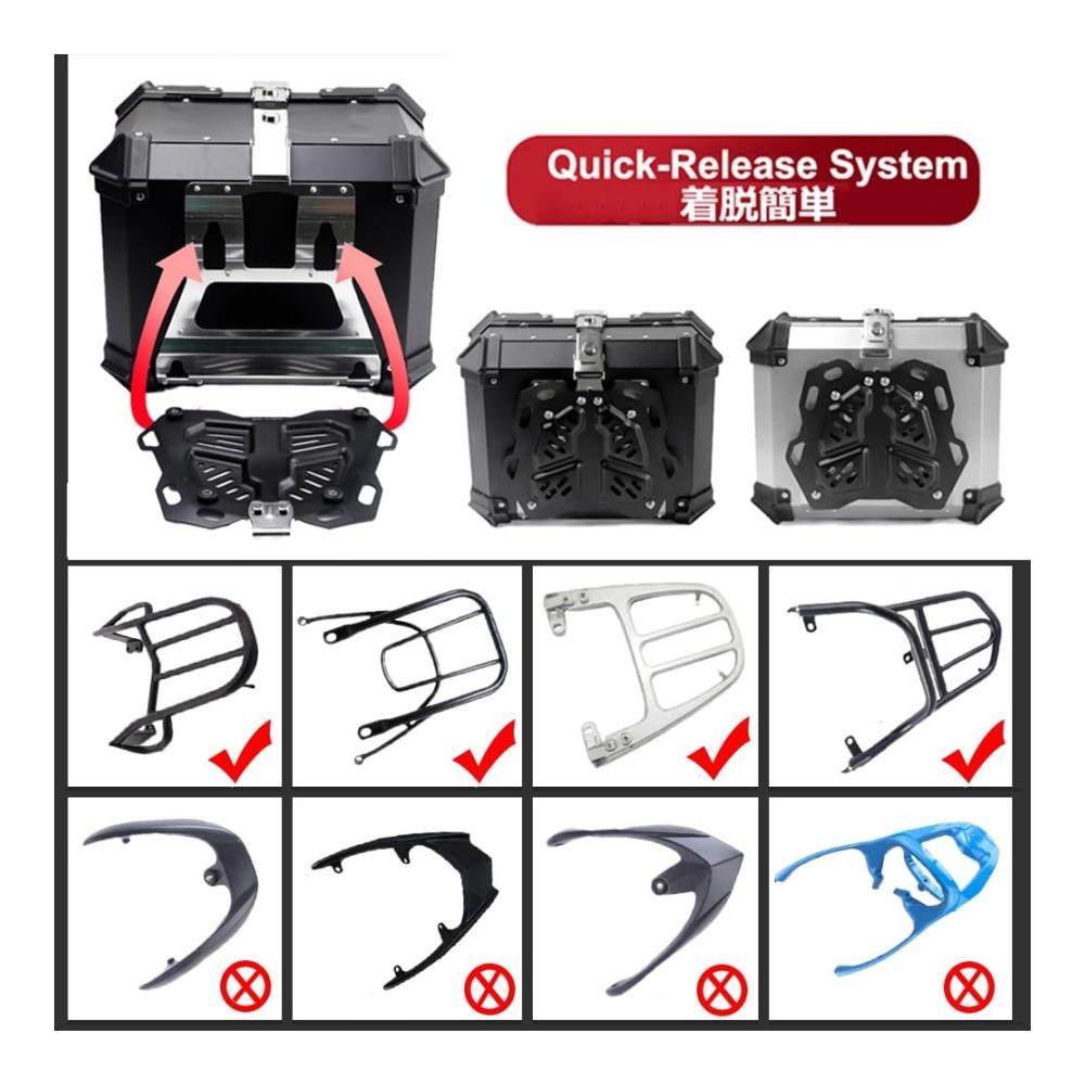 Motorrad-Topcase Alukoffer Wasserdicht 100L Schwarz | Multifunktionaler Gepäckkoffer für große Kapazität | Motorradkoffer Heckbox Tour-Aufbewahrungskoffer | Top-Cases Innovation 2024