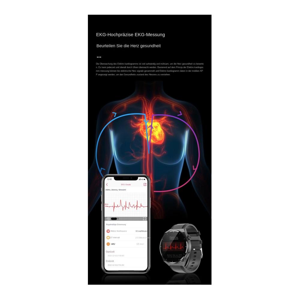 Entdecken Sie die ultimative TK20 Smartwatch für umfassende Gesundheitsüberwachung! SpO2 Temperatur Herzfrequenz Blutdruck & mehr. Stilvolles Braunlederarmband inklusive
