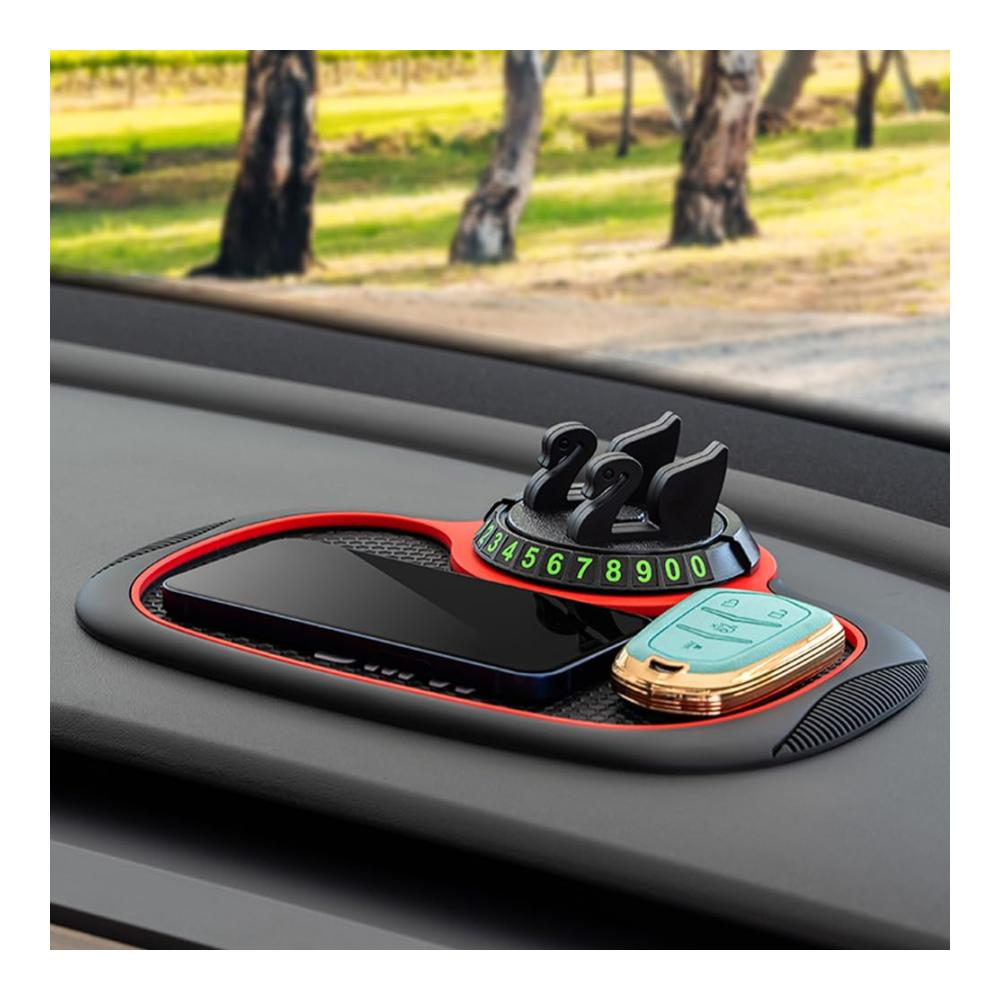 Auto Antirutschmatte Armaturenbrett Schwarz | Multifunktionale Rutschfeste Matte mit 360° Halterung | Inkl. Handyhalterung | Autos Rutschfestes Telefonpad Dashboard | Praktisches Zubehör für sicheres Fahren