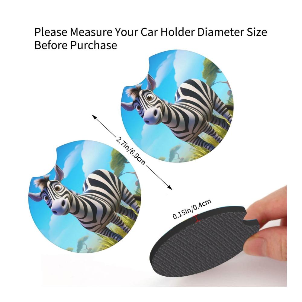 Praktische Auto-Untersetzer (2 Stück) mit Cartoon-Zebra-Design – Langlebig, stilvoll und wasserdicht – Rutschfeste Getränkehalter für Ihr Fahrzeug – Perfektes Autozubehör