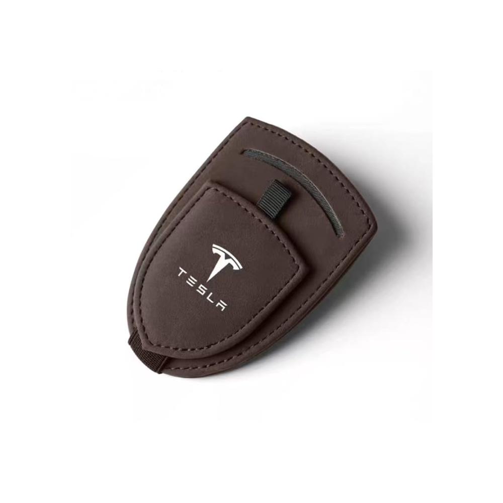 Brillenetuis SATUSA Auto Brillenhalter für Tesla Model 3 2017-2023 | Hochwertige Visier- und Sonnenbrillenhalterung | Magnetisch | Kratzfestes Leder | Praktisches Interieurzubehör