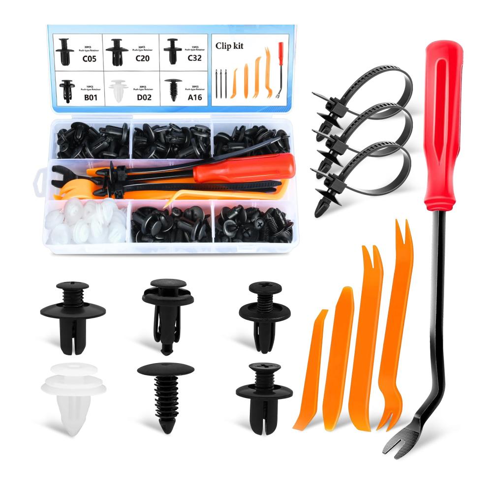 158-teiliges Set Auto Befestigung Clips - Universal Kfz Clips für Türverkleidungen & Stoßstangen. Inkl. Werkzeug zum einfachen Entfernen von Befestigungselementen. Perfekt für Reparatur & Wartung