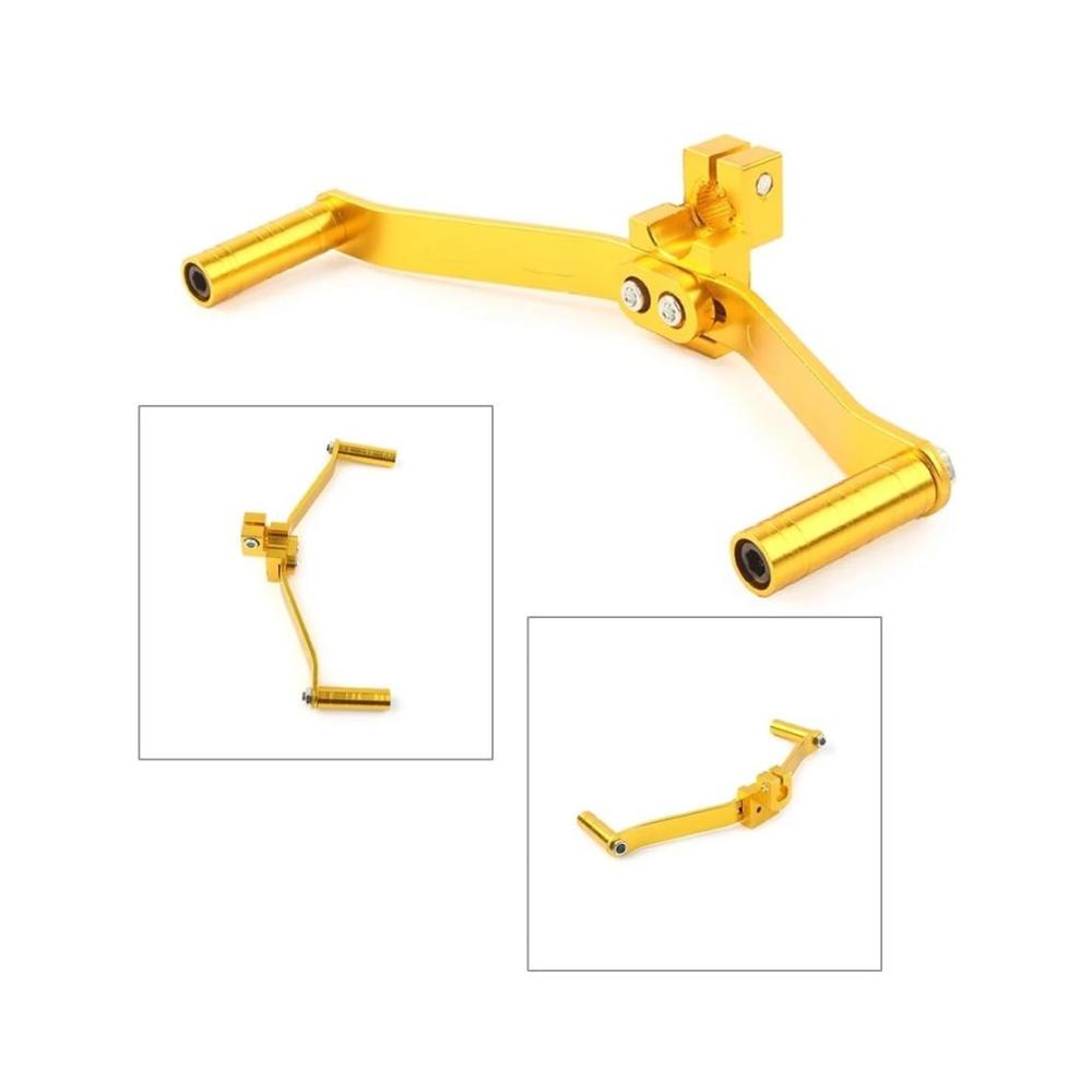 Hochwertiger Gold Schaltstabilisator für Motorräder | CNC Aluminiumlegierung | Verbesserte Schaltleistung | Dual Way Schalthebel Fußstütze Pedal | Langlebige Halterung inklusive