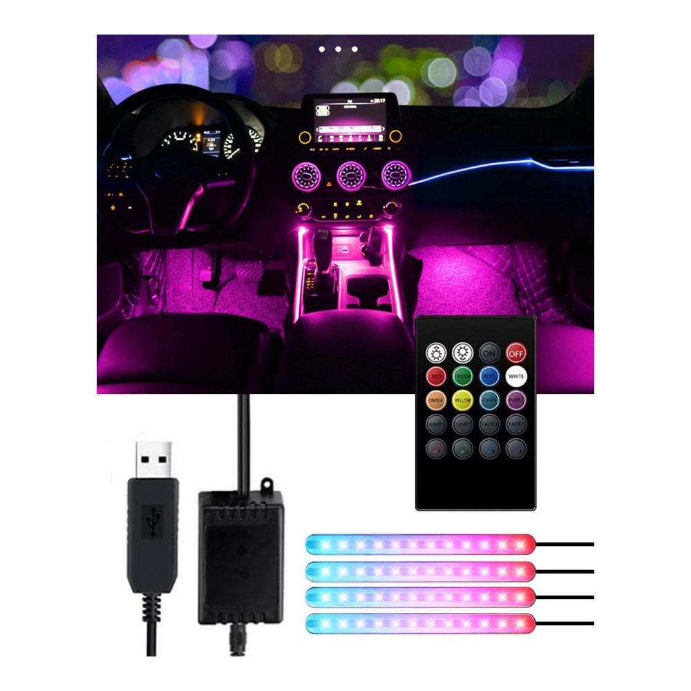 LED Auto Streifen Lichter | Innenbeleuchtung mit 192 LEDs & Fernbedienung | Wasserdicht & Musikaktiviert | USB-Anschluss | 8 Farben & Soundsensor | Auto Dekoration für Atmosphäre & Stimmung | DC 5V