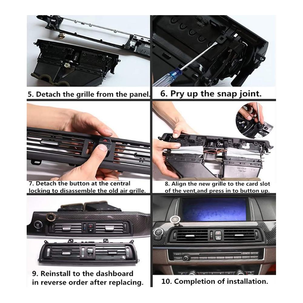 Mittelkonsolen Lüftungsgitter für BMW 5er F10/F11 2010-2016 | Front AC Vent Ersatzluftkonsole | Auto Zubehör für 520 523 525 528 530 535 550 | Verbessern Sie Ihre Klimaanlage jetzt