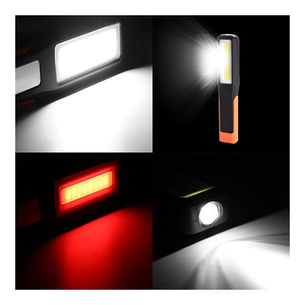 WALCHO Wiederaufladbar Inspektionsleuchten 2000mAh - COB LED Taschenlampe für Autoreparatur Camping & Notfälle - Superhelle Arbeitsleuchte mit Magnetunterseite
