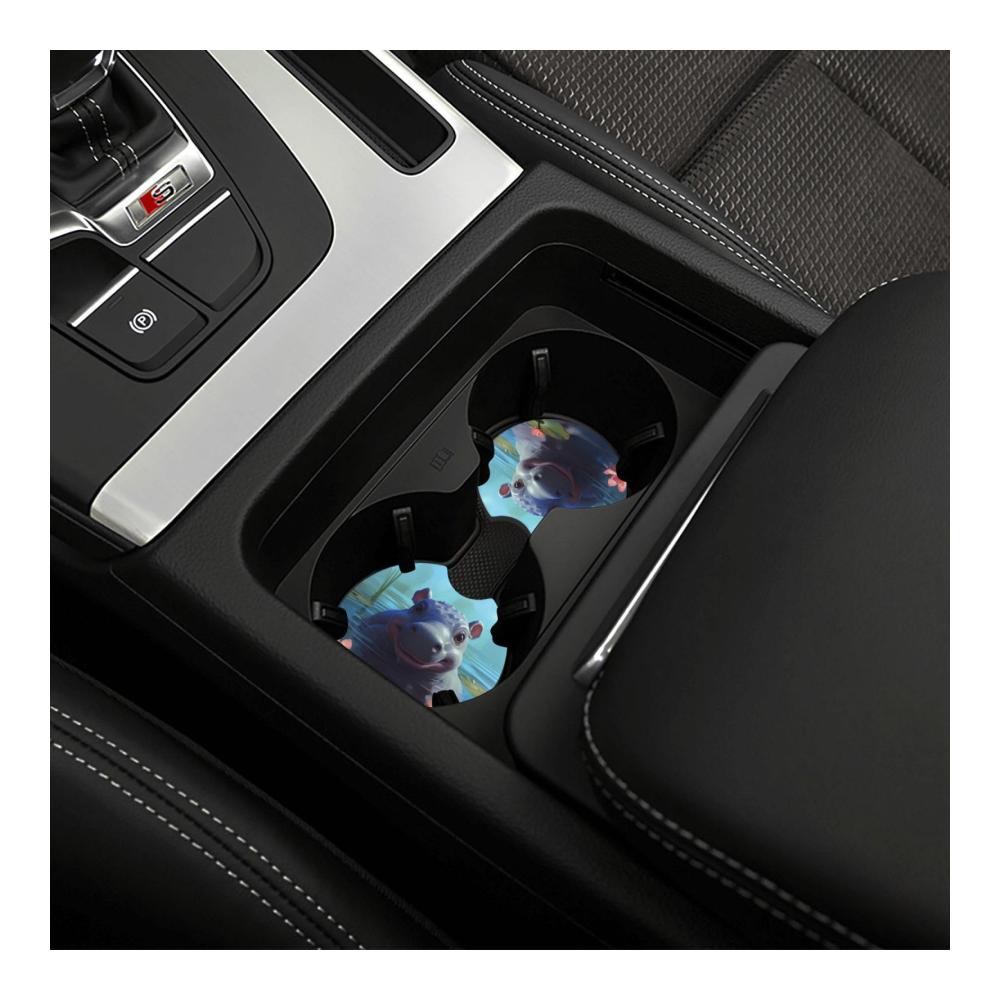 2er Set Auto-Getränkehalter-Untersetzer mit entzückendem Nilpferd-Design | Wasserdicht rutschfest & stylisch | Ideales Zubehör für Autofahrten & Picknicks