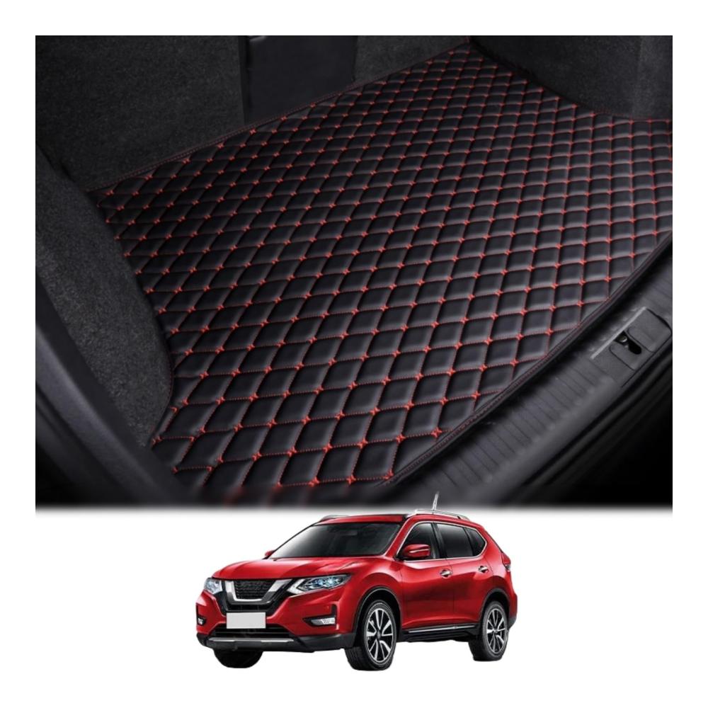 Hochwertige Auto Kofferraummatte für Nissan X-Trail 2014–2021 | Schützende Schutzmatten aus Leder | Passgenaue Cargo-Liner | Schwarz