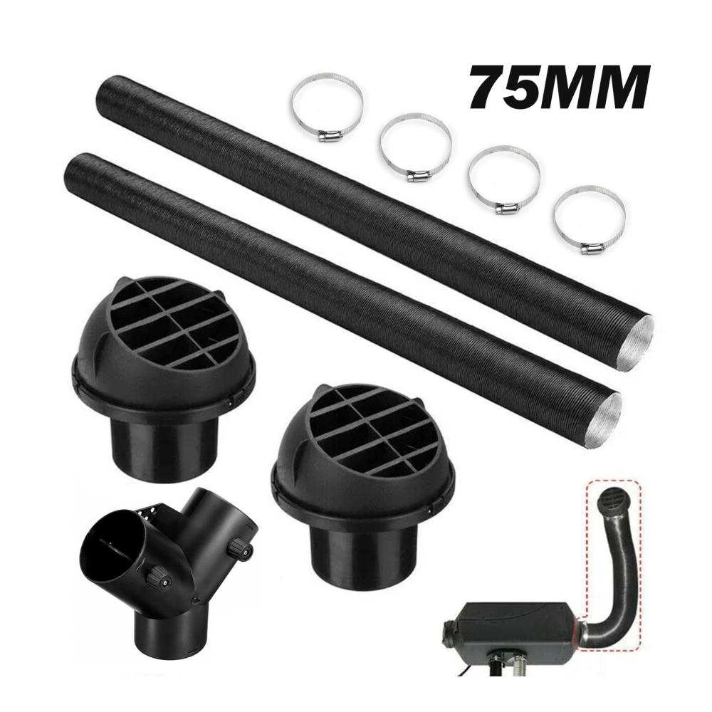 Optimale Wärmeleistung Heizschläuche für Standheizung inkl. 75mm Entlüftungsschlauch Warmluftauslass & Abgasschlauch Clips. Perfektes Zubehör für Dieselheizungen mit Y-Abzweigrohr. Jetzt erhältlich