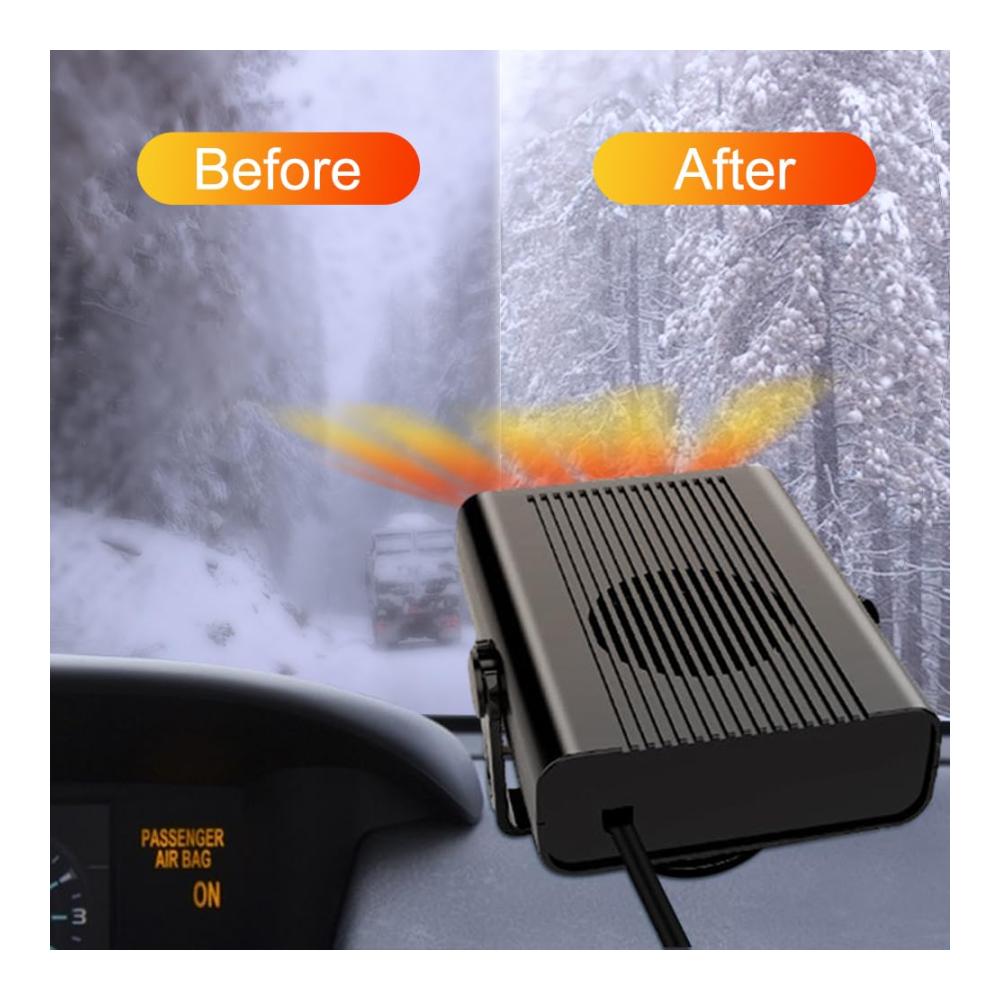 Entfernen Sie Eis mühelos mit unserem Türschlossenteiser! Tragbarer Auto Heizlüfter 24V für klare Sicht & angenehme Fahrt. 2-in-1 Defroster & Kühlventilator mit Zigarettenanzünderstecker & 360° Drehbasis. Jetzt erhältlich in Schwarz