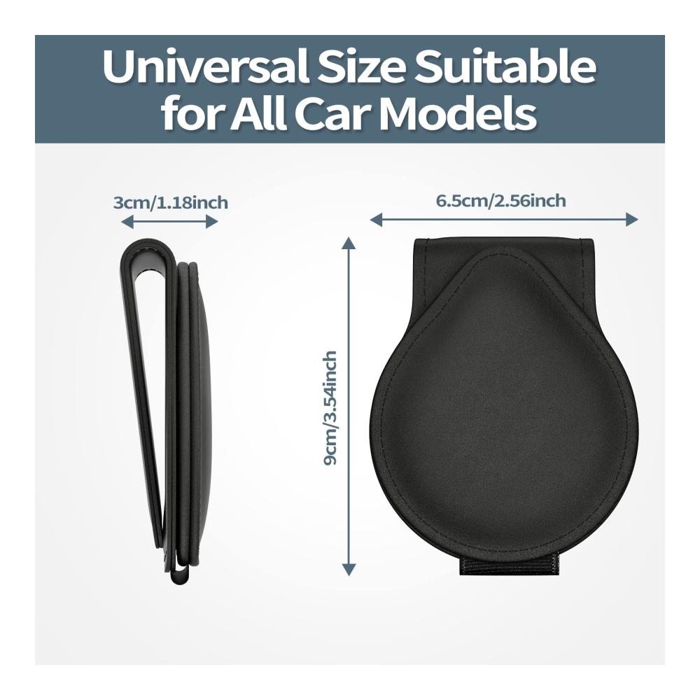 Auto Sonnenblende Brillenhalterung Set - Praktisches Zubehör für Sonnenblendenschutz - 2er Packung Sonnenbrillenhalter mit Kartenclip und Etui - Halterung und Organizer für Autofahrer - Schwarz
