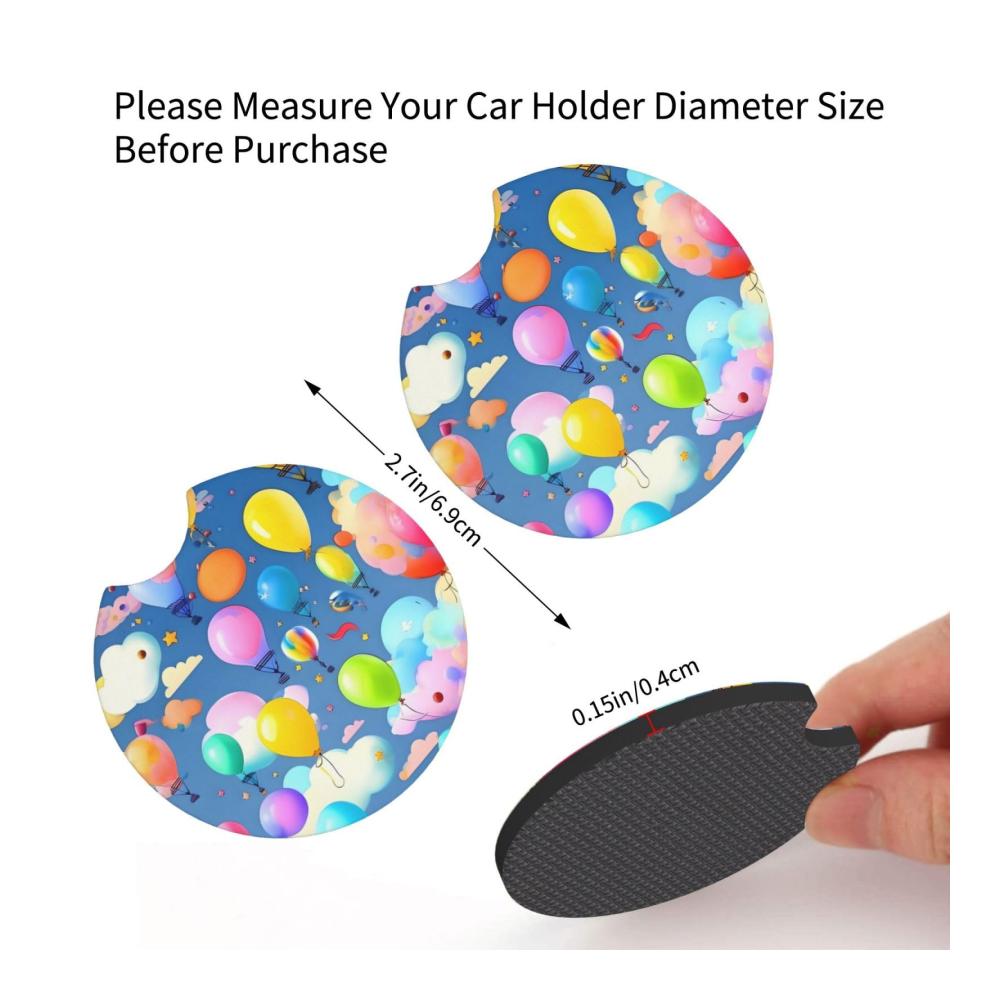 2er-Set langlebiger Auto-Untersetzer für Getränkehalter | Buntes Ballon-Design | Wasserdicht & rutschfest | Perfektes Autozubehör für Stil und Schutz | Praktischer Getränkehalter-Zusatz