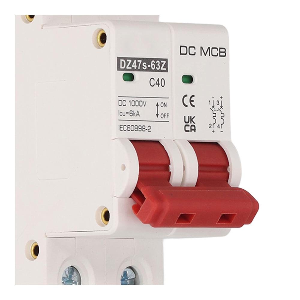 Zuverlässiger Schutzschalter Miniatur-Leistungsschalter 1000 V MCB 40A mit 2P-Schutz für Zuhause | Elektrischer Auslaufschutz | 6kA Schaltleistung | DZ47s-63Z