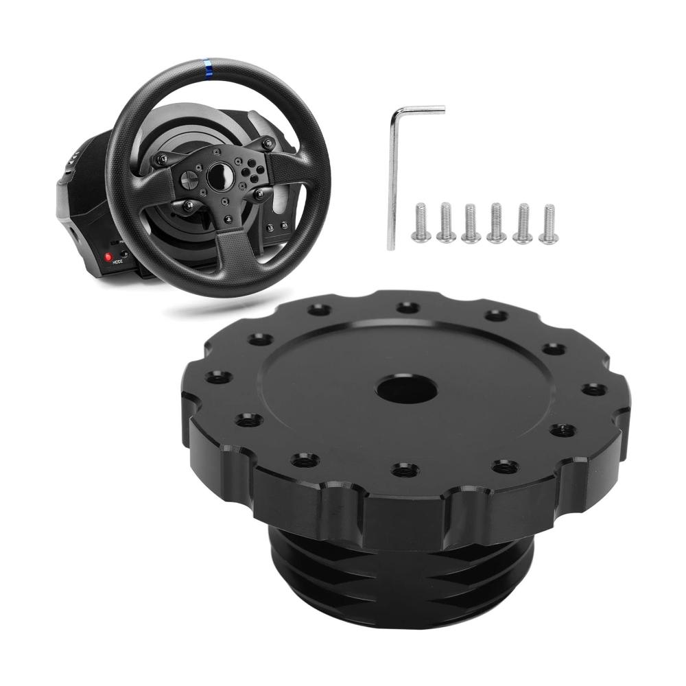 Lenkradnaben Adapter für Thrustmaster T300 T500 - Hochfestes Aluminium - Präziser Ersatz - Racing Lenkradnaben - PCD 73 mm - Schwarz - Verbessern Sie Ihr Fahrerlebnis