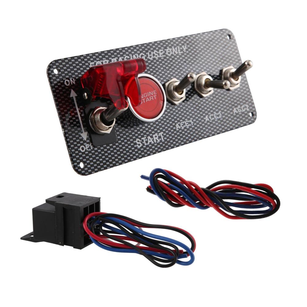 12V Auto Zündschalter mit Motorstart-Druckknopf – 3 Racing Panel Umschalten für schnelle Fahrzeugsteuerung | Hochwertiger Schalter für direkte Leistungssteigerung und Sicherheit im Straßenverkehr | Einfache Installation und langlebige Konstruktion