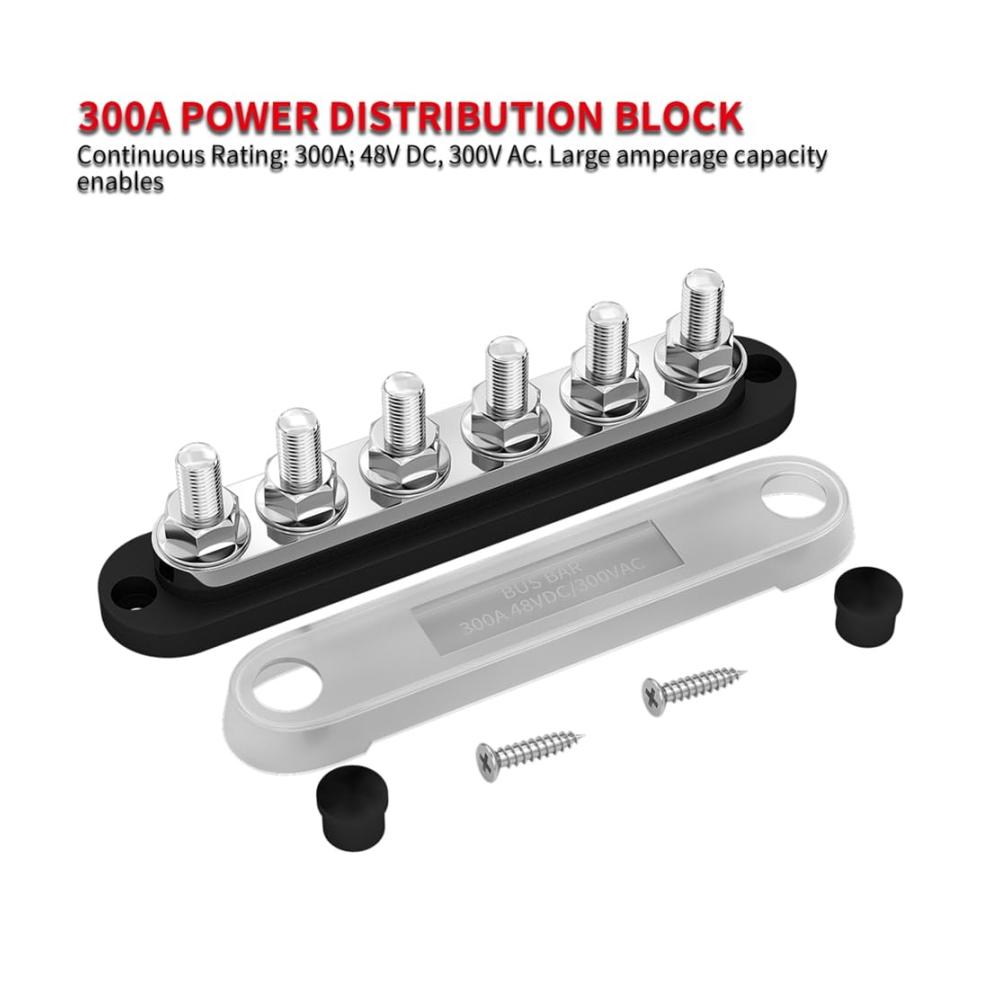Batterieschalter 300A Kfz-Sammelschiene 12V-Stromverteilerblock M10-Klemme 48V DC - Robuster Schalter für Auto Boot und Marine mit positiver Erdung - Zuverlässige Leistung und einfache Handhabung