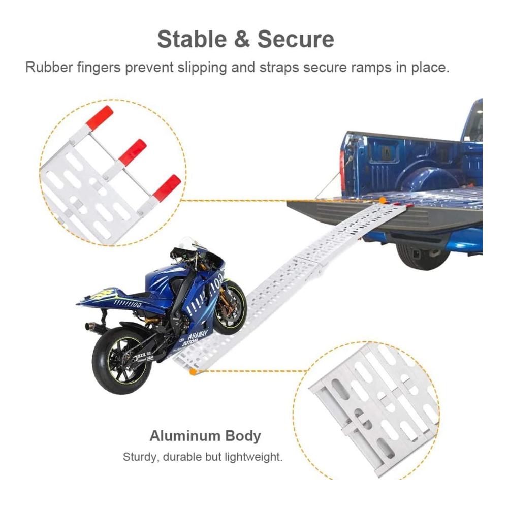 Laderampen Robuste Verladeschiene aus verzinktem Stahl | Antirutsch-Design für sicheres Be- und Entladen von Motorrädern Rasentraktoren und Autos | Bis zu 400kg Belastbarkeit