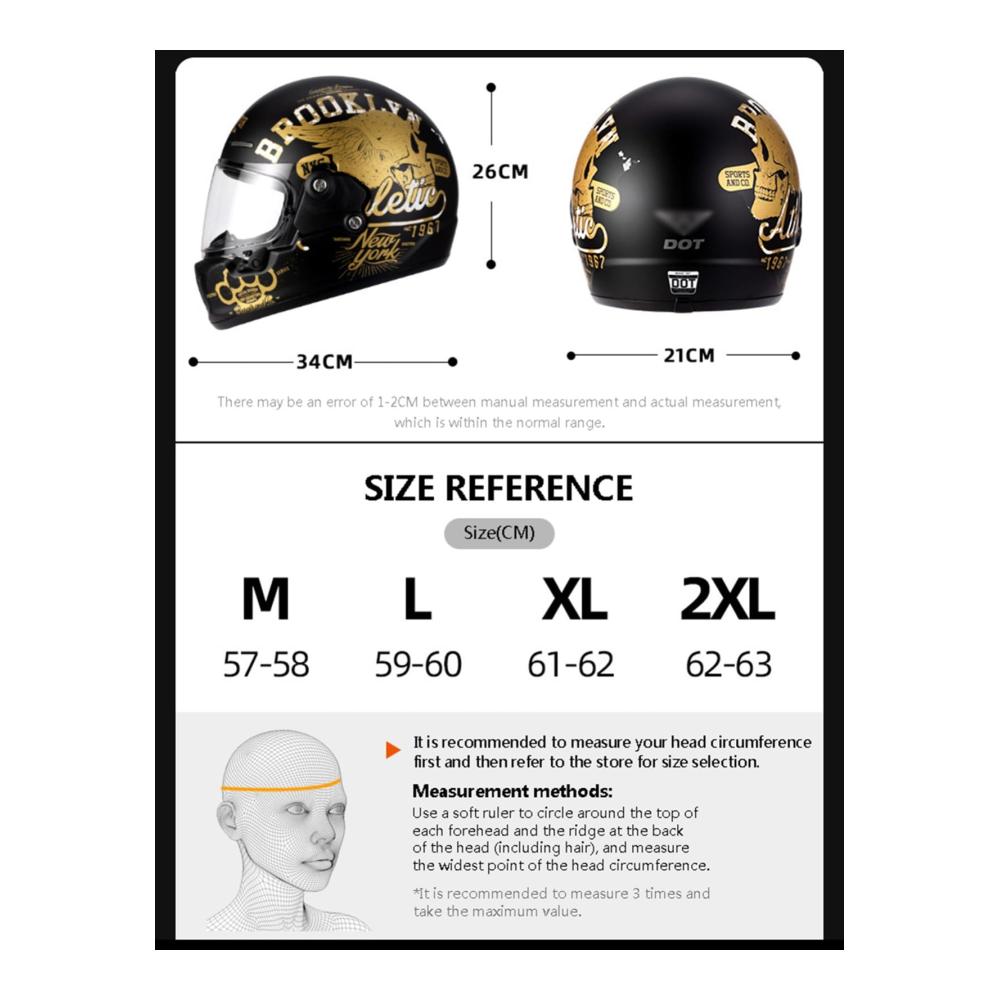 Authentischer Retro-Integralhelm für Erwachsene – DOT/ECE-Zulassung – Vintage Style – Hochwertiger Crash Helm für Motorradkreuzer – Idealer Schutz für Straßen- und Motocross-Fahrten – Größe D M=57-58CM