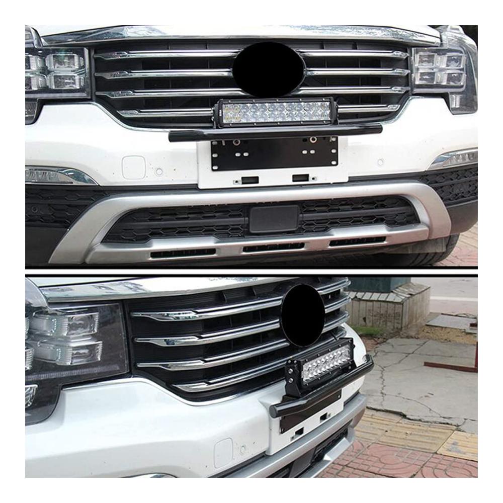 Hochleistungs-Haltefedern Schwarzer LED-Arbeitsscheinwerfer für KFZ LKW Traktoren - Stoßstangenhalterung mit Aluminiumlegierung Nummernschildhalter und Offroad-Beleuchtung