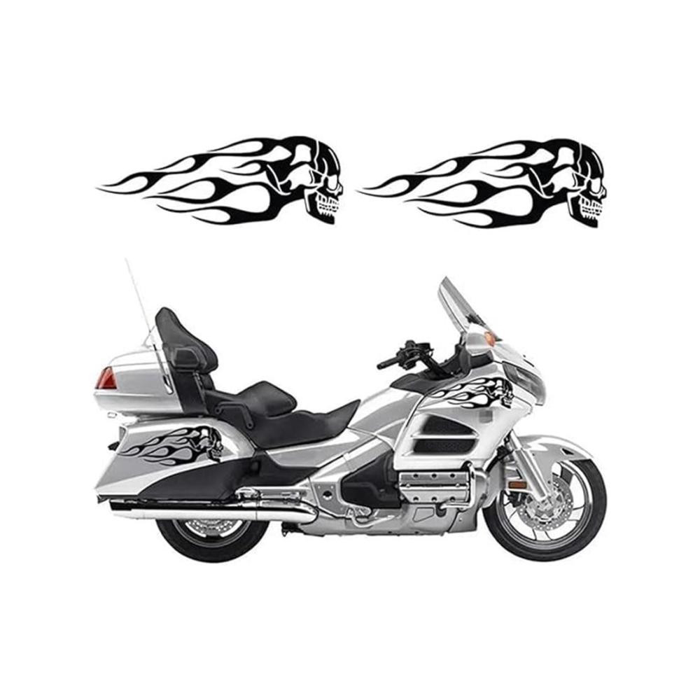 Tank Pads 2er-Set Universelle Dämon Schädel Motorrad Tankaufkleber – Wasserdicht für Suzuki Autos Motorräder Helme & mehr (Schwarz