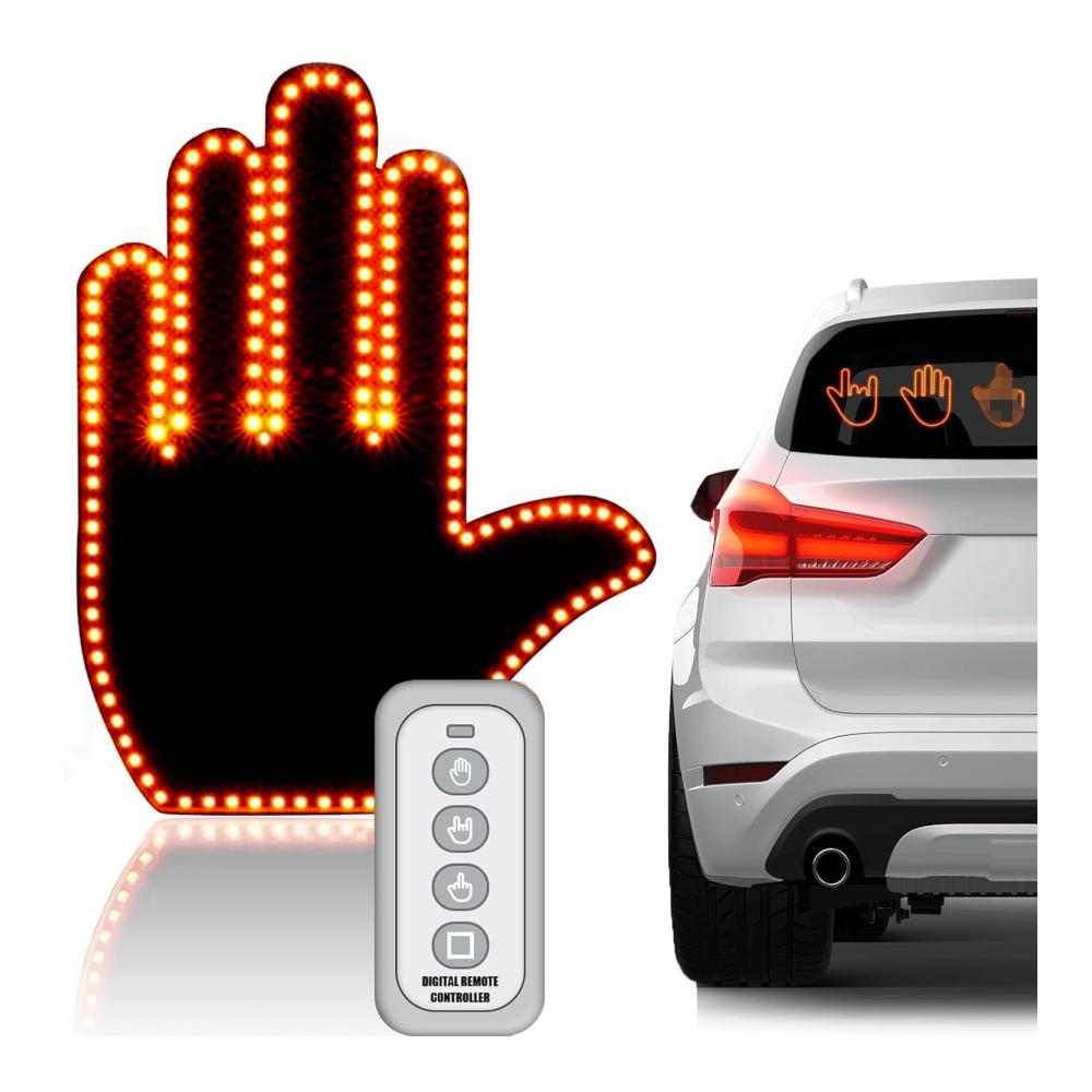 Bringen Sie Licht ins Dunkel Lustiges Mittelfinger LED Licht für Auto - Fernbedienung inklusive - Ideal für Road Rage - Autozubehör für Männer und Frauen - Innenbeleuchtung