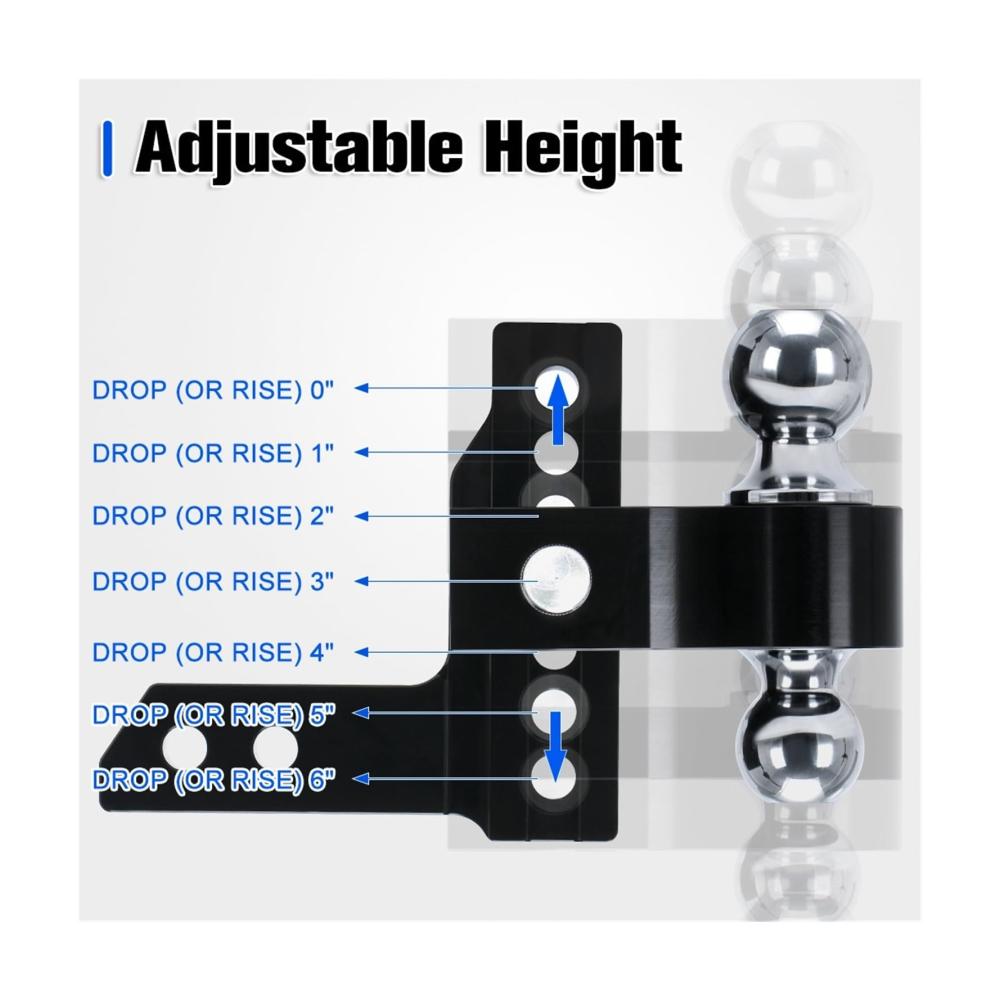 Premium Anhängerkupplung Verstellbare 5 1cm Empfänger 15 2cm Drop/Rise 12500 lbs GTW - Doppelte Kugelhalterung für vielseitige Anwendungen