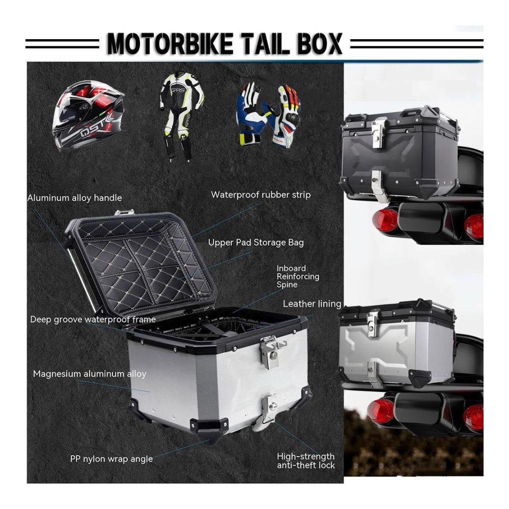 Motorrad-Topcase Alukoffer Wasserdicht 100L Schwarz | Multifunktionaler Gepäckkoffer für große Kapazität | Motorradkoffer Heckbox Tour-Aufbewahrungskoffer | Top-Cases Innovation 2024