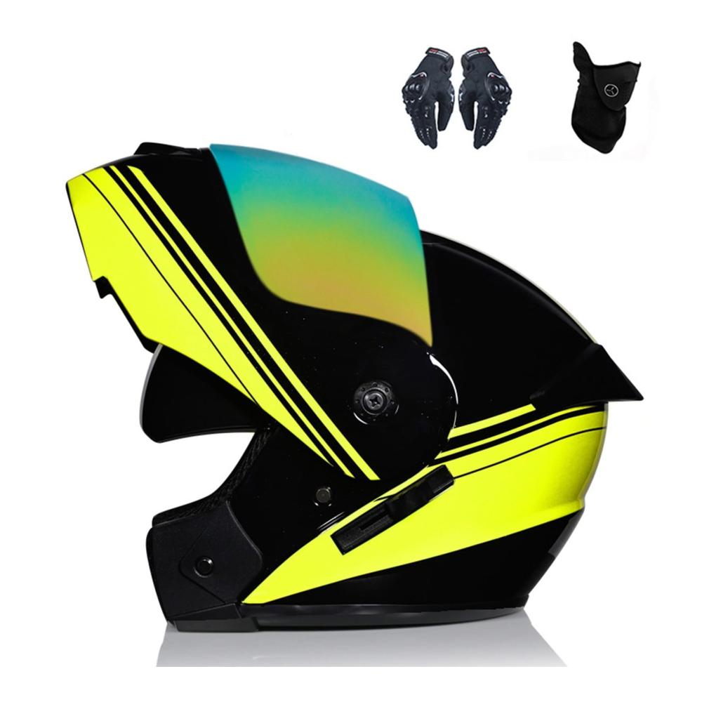 Ultimativer Integralhelm DOT-zertifiziert stoßfest & atmungsaktiv – Vollgesichts-Motorradhelm für Erwachsene – Männer/Frauen – Gelb/Schwarz. Perfekter Schutz für Offroad-Abenteuer
