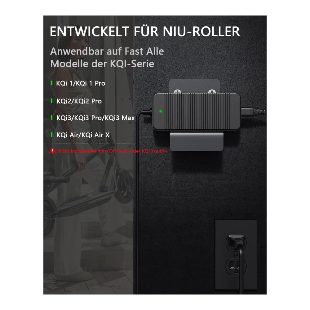 Schnellladegerät für Elektroroller NIU KQi3/KQi3 Pro/KQi3 Max/KQi2/KQi2 Pro/KQi 1/KQi 1 Pro/KQi Air/KQi Air X - 53 5V 2A Universal Ladegerät für 46.8V Akku - Effizientes Ladegerät