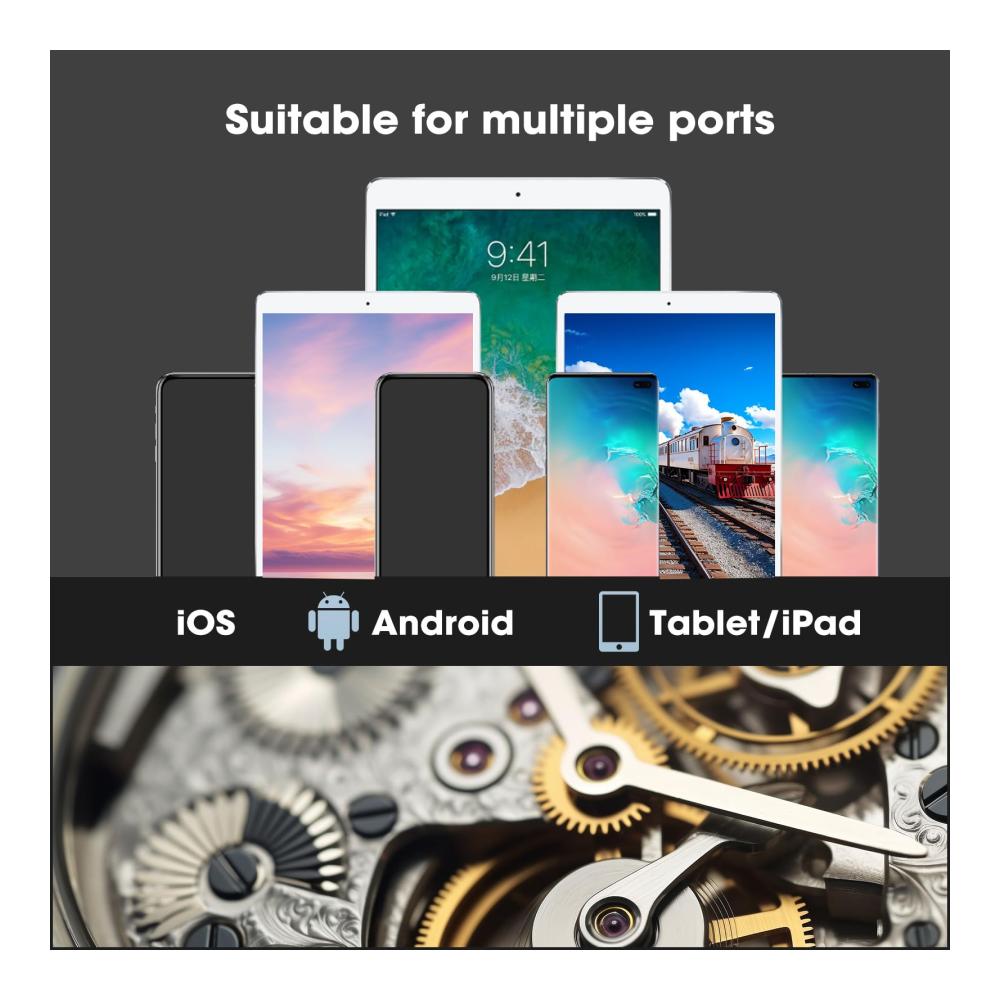 Inspektionskamera Endoskop für Smartphone 1920 x 1440P HD 8 LEDs 7.9mm Sonde IP67 wasserdicht halbstarres Kabel iOS & Android kompatibel 16.5ft