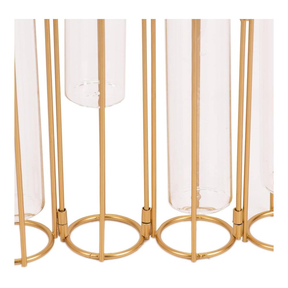 Schutzleisten Moderne Reagenzglasvase mit Metallrahmen - Ideale Scharniervasen für Tafelaufsätze - Glasblumenvase für Tischdekoration mit 5 Reagenzgläsern - Knospen-Display-Set für stilvolle Hochzeitsdekoration zu Hause