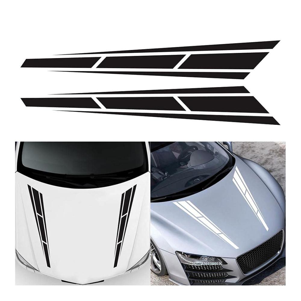 Auto Motorhaube Racing Karosserie Streifen Aufkleber Set - 2 Stück | Wasserdicht PVC | Sportliches Design für Körperseite Dekoration | Schwarz | Hochwertige Außenaufkleber | Ideal für Fahrzeugliebhaber