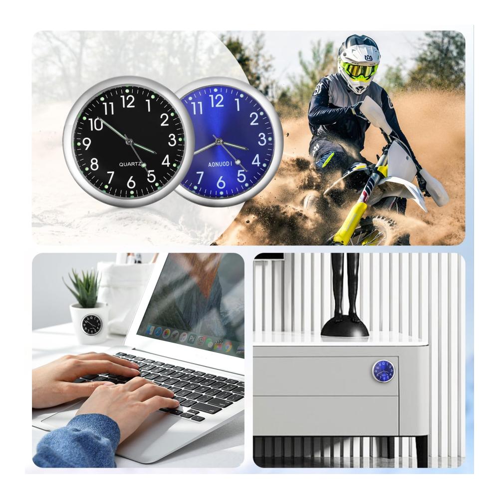 2er Set Mini Auto Uhren für Armaturenbrett und Lüftungsschlitze - Präzise Quarz-Autouhren für Büro Zuhause & Unterwegs - Dekorative Wanduhren für Auto und Fahrrad