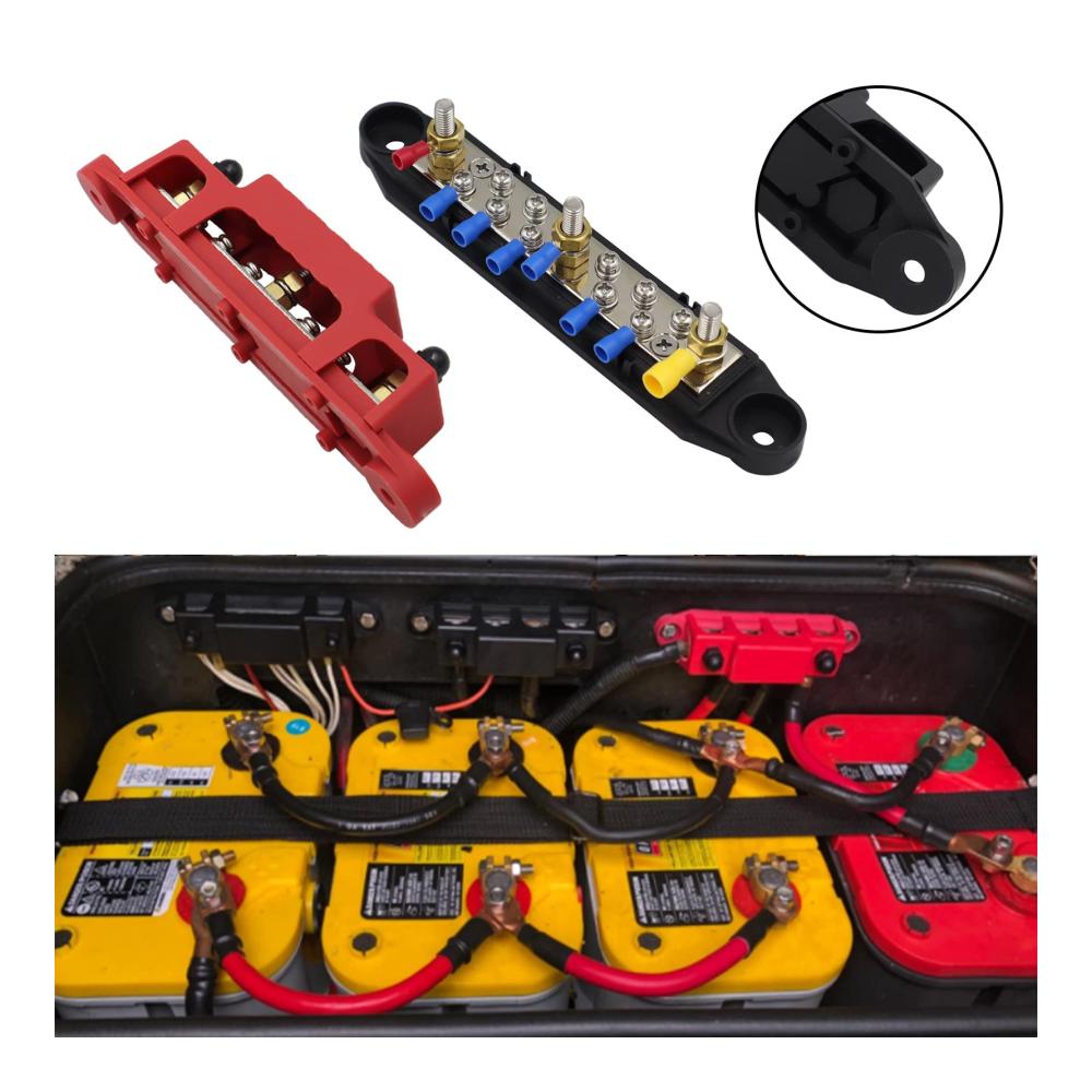 Batterieschalter Hochleistungsmodul Stromverteilungsblock für Auto RV Boot und Yacht. 12V-48V DC Sammelschienenverteiler mit M6 Klemmenbolzen. Sichere Stromverteilung