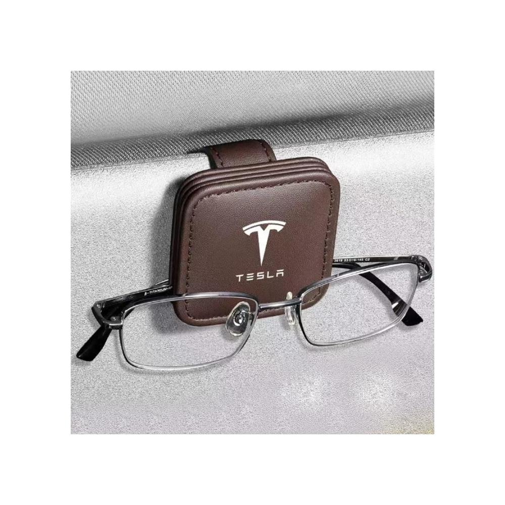Hochwertiges Brillenetui für Tesla Model S 2012-2016 | Magnetischer Sonnenbrillenhalter aus kratzfestem Leder | Auto Visier Brille Halterung für Interieur Accessoires | Stilvoller Schutz für Ihre Brillen